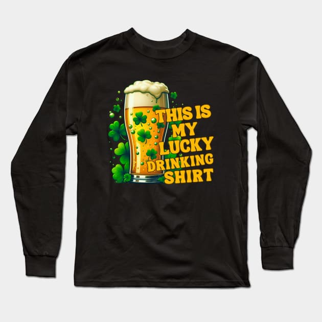 This Is My Lucky Drinking Shirt Long Sleeve T-Shirt by Annabelhut